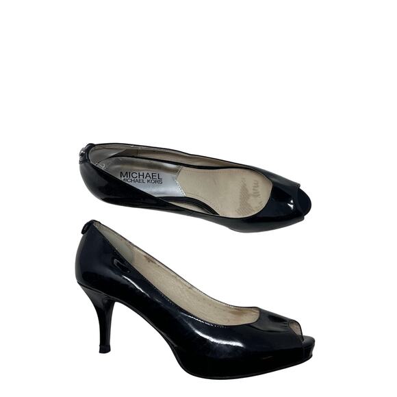 Michael Michael Kors Patent Leather Peep Toe Pumps - Picture 4 of 11